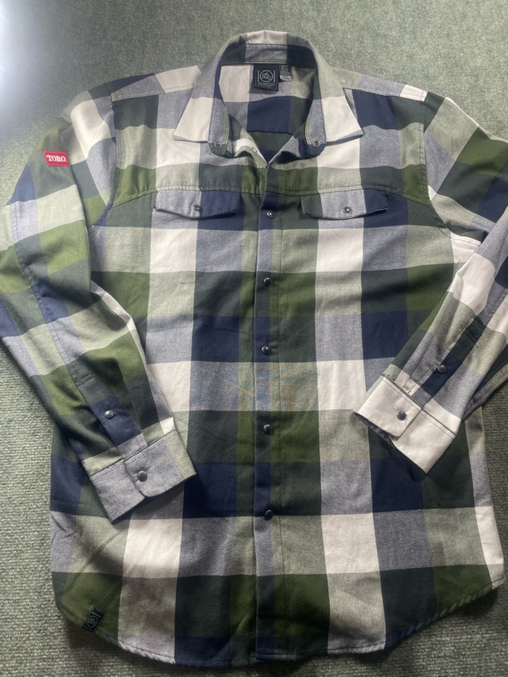 StormTech Green, Navy & White Plaid Button-Up Shirt